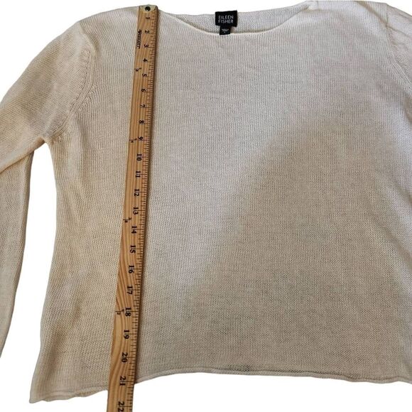 Eileen Fisher Ivory Linen Knit Sweater Scoop Large - Picture 7 of 9
